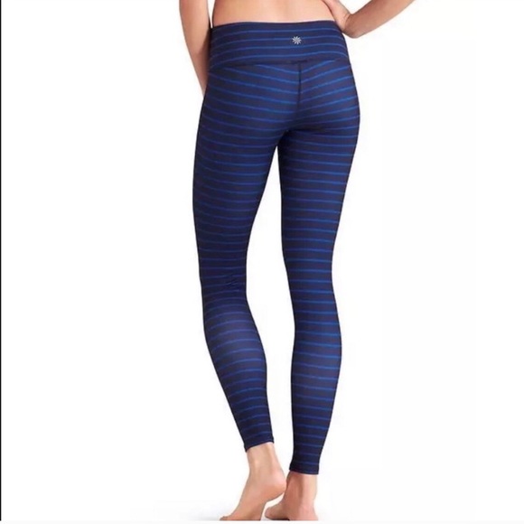 Athleta Blue Striped Chaturanga Leggings Tights - Picture 2 of 8